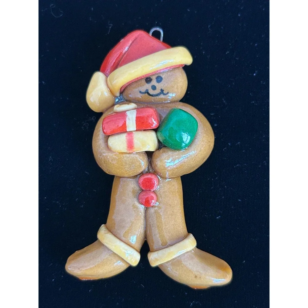 Lot 3 Vintage Christmas Dough/Clay‎ Ornaments Gingerbread Man, Snow Man
